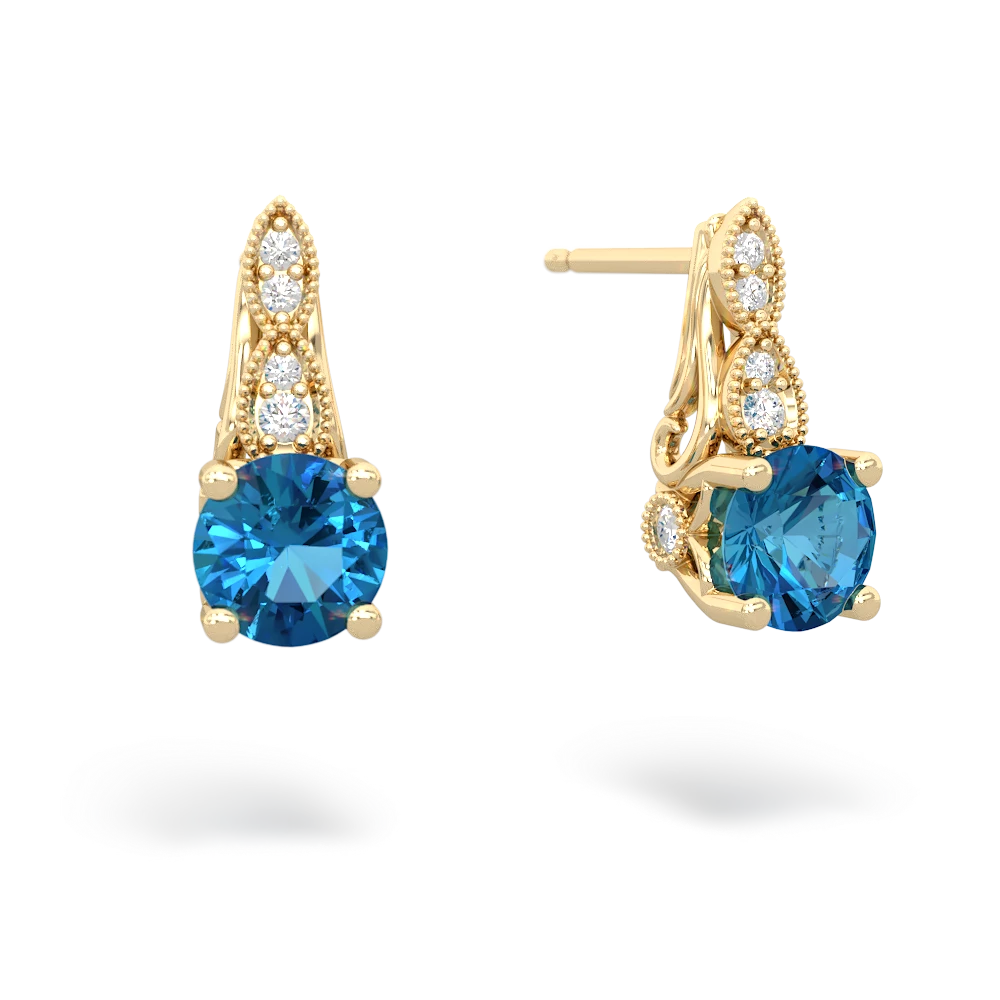 London Topaz Antique Elegance 14K Yellow Gold earrings E3100