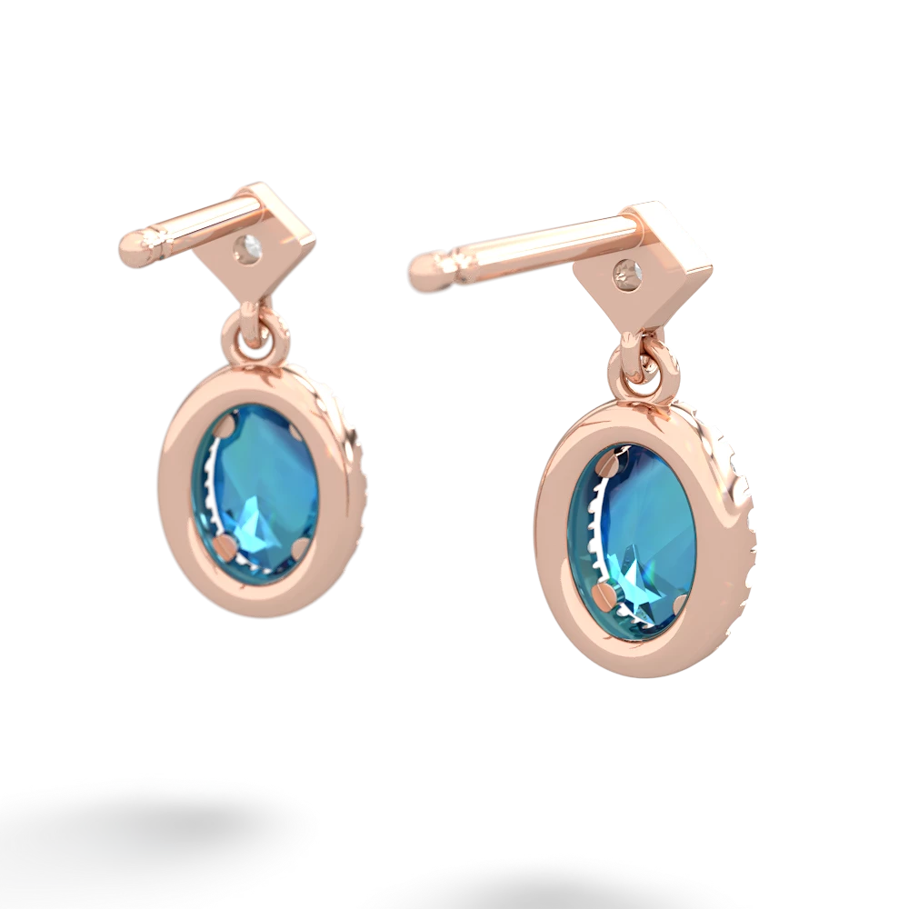 London Topaz Antique-Style Halo 14K Rose Gold earrings E5720