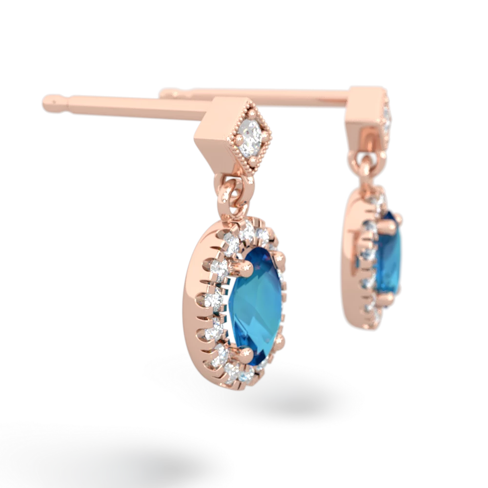 London Topaz Antique-Style Halo 14K Rose Gold earrings E5720