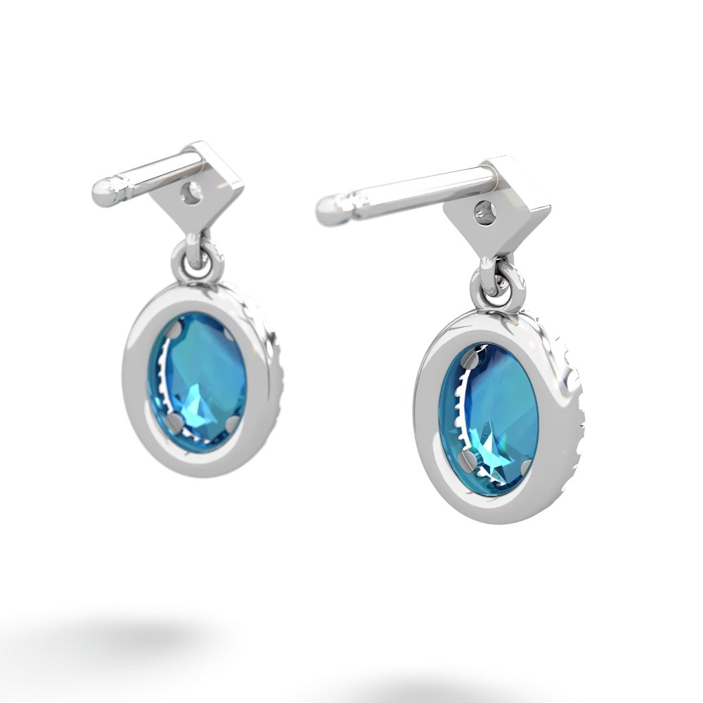 London Topaz Antique-Style Halo 14K White Gold earrings E5720