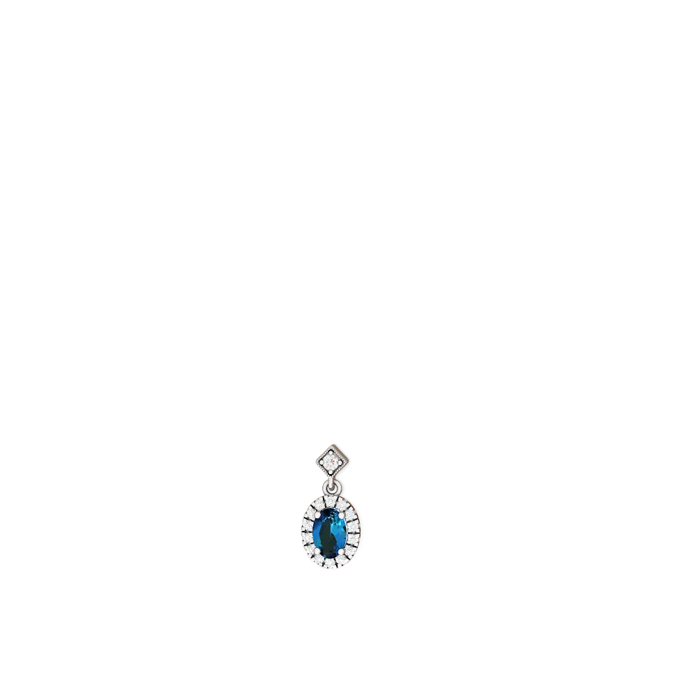 London Topaz Antique-Style Halo 14K White Gold earrings E5720