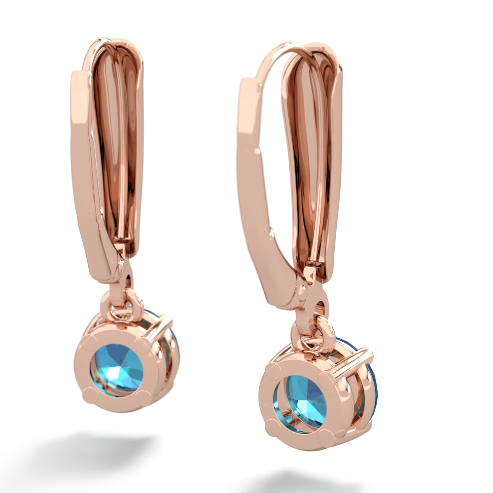 London Topaz 6Mm  Round Lever Back 14K Rose Gold earrings E2786