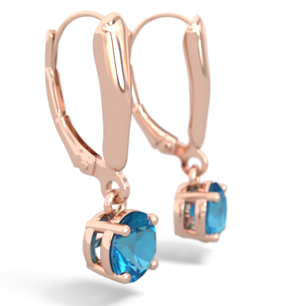 London Topaz 6Mm  Round Lever Back 14K Rose Gold earrings E2786