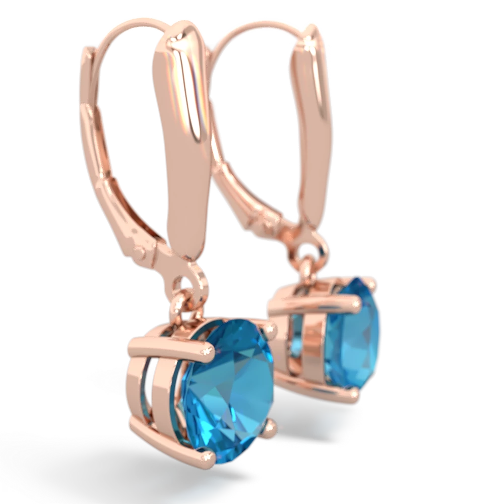 London Topaz 8Mm  Round Lever Back 14K Rose Gold earrings E2788