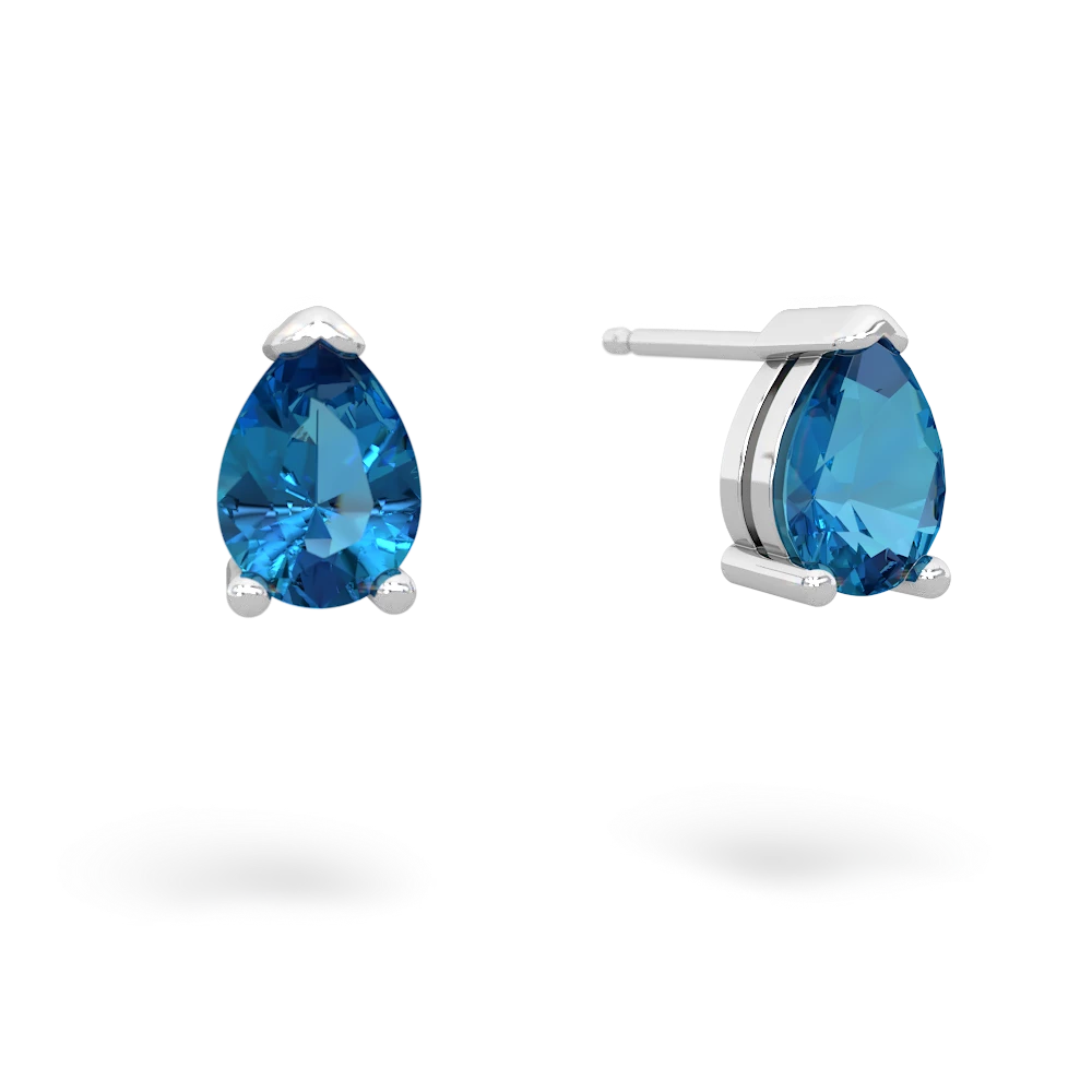 London Topaz Teardrop Stud 14K White Gold earrings E1793