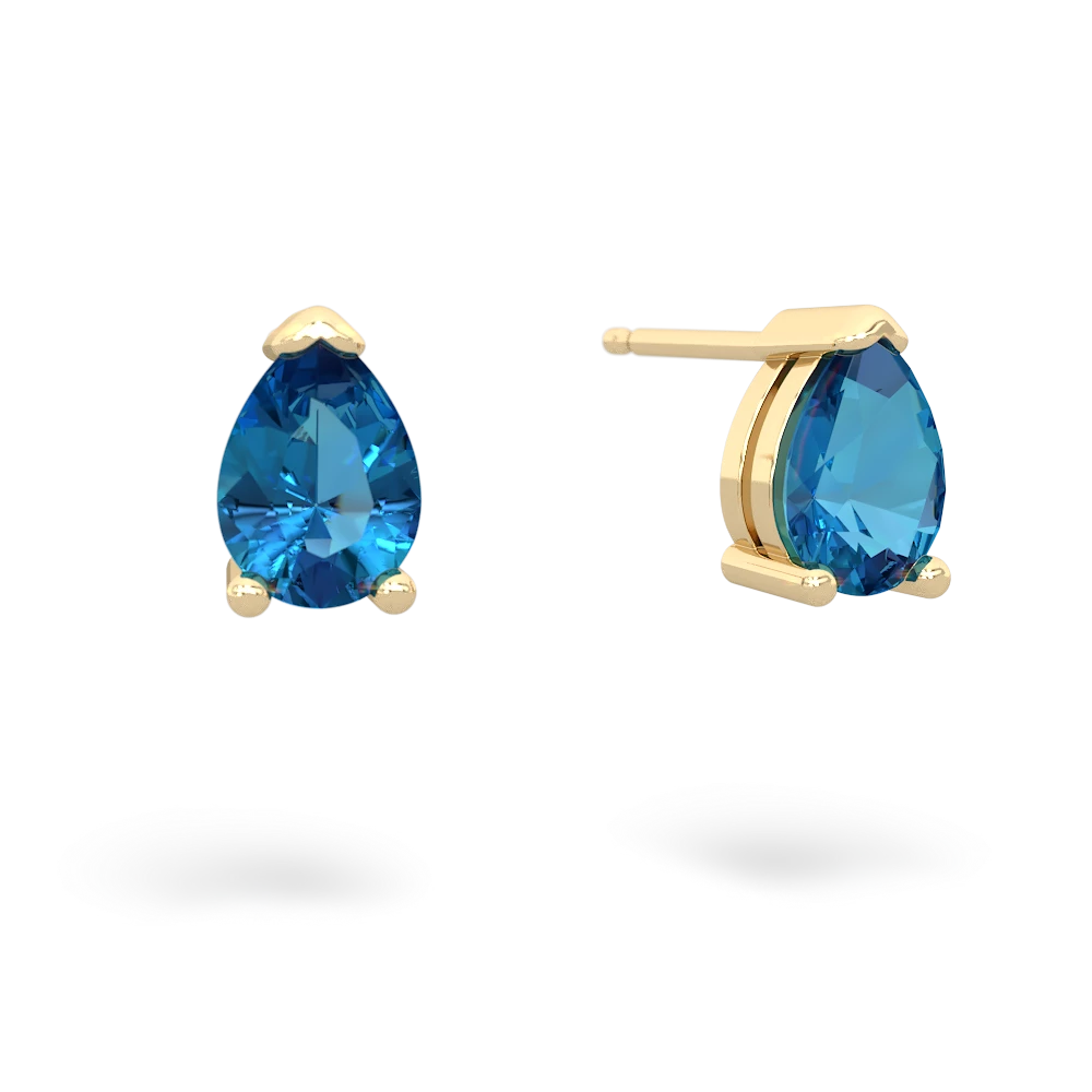 London Topaz Teardrop Stud 14K Yellow Gold earrings E1793