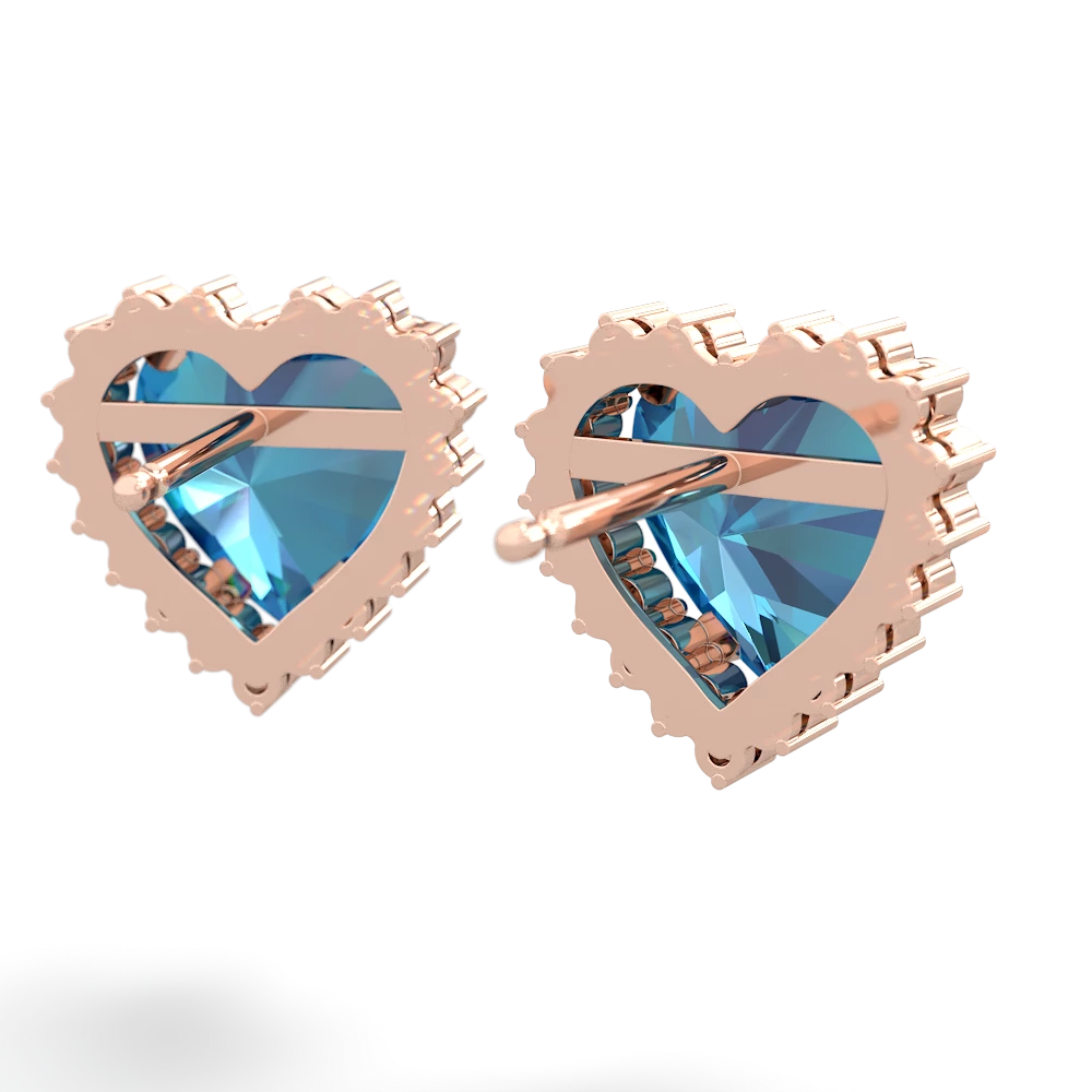 London Topaz Sparkling Halo Heart 14K Rose Gold earrings E0391