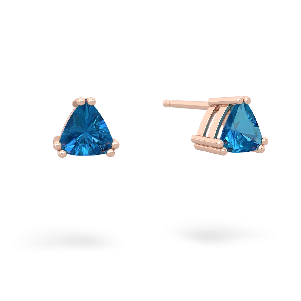 London Topaz 5Mm Trillion Stud 14K Rose Gold earrings E1858