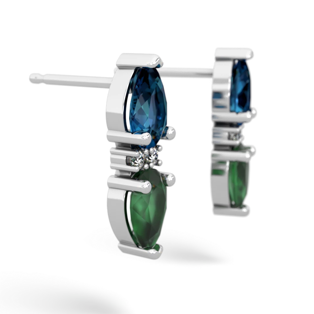 London Topaz Bowtie Drop 14K White Gold earrings E0865