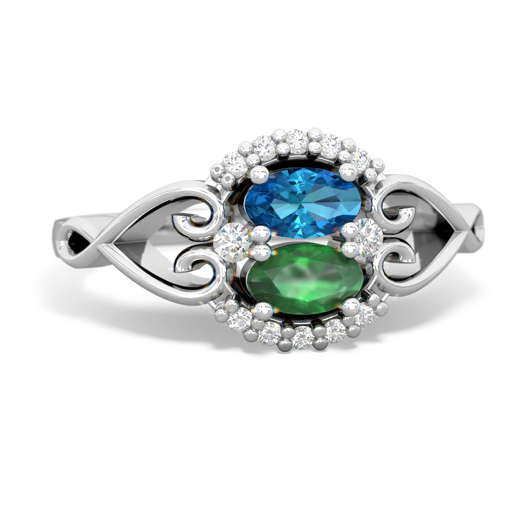 London Topaz Love Nest 14K White Gold ring R5860