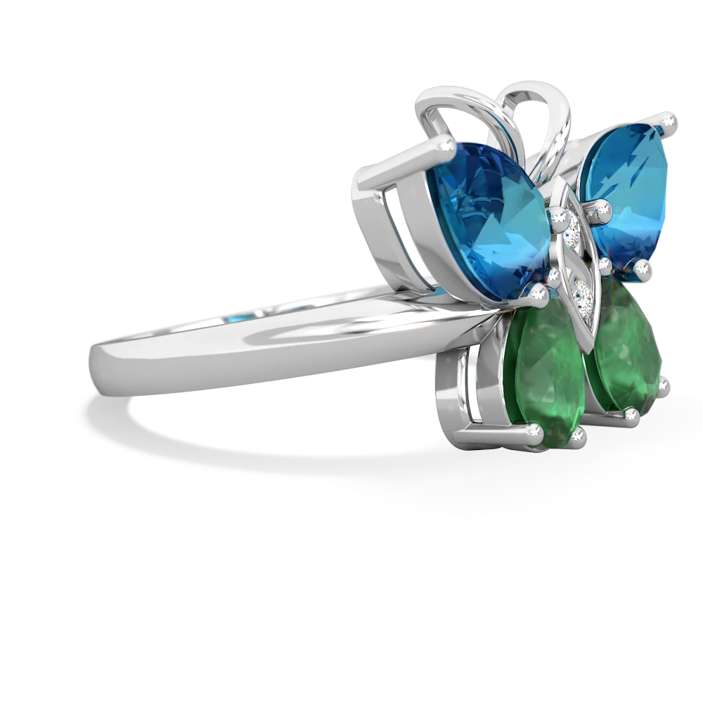 London Topaz Butterfly 14K White Gold ring R2215