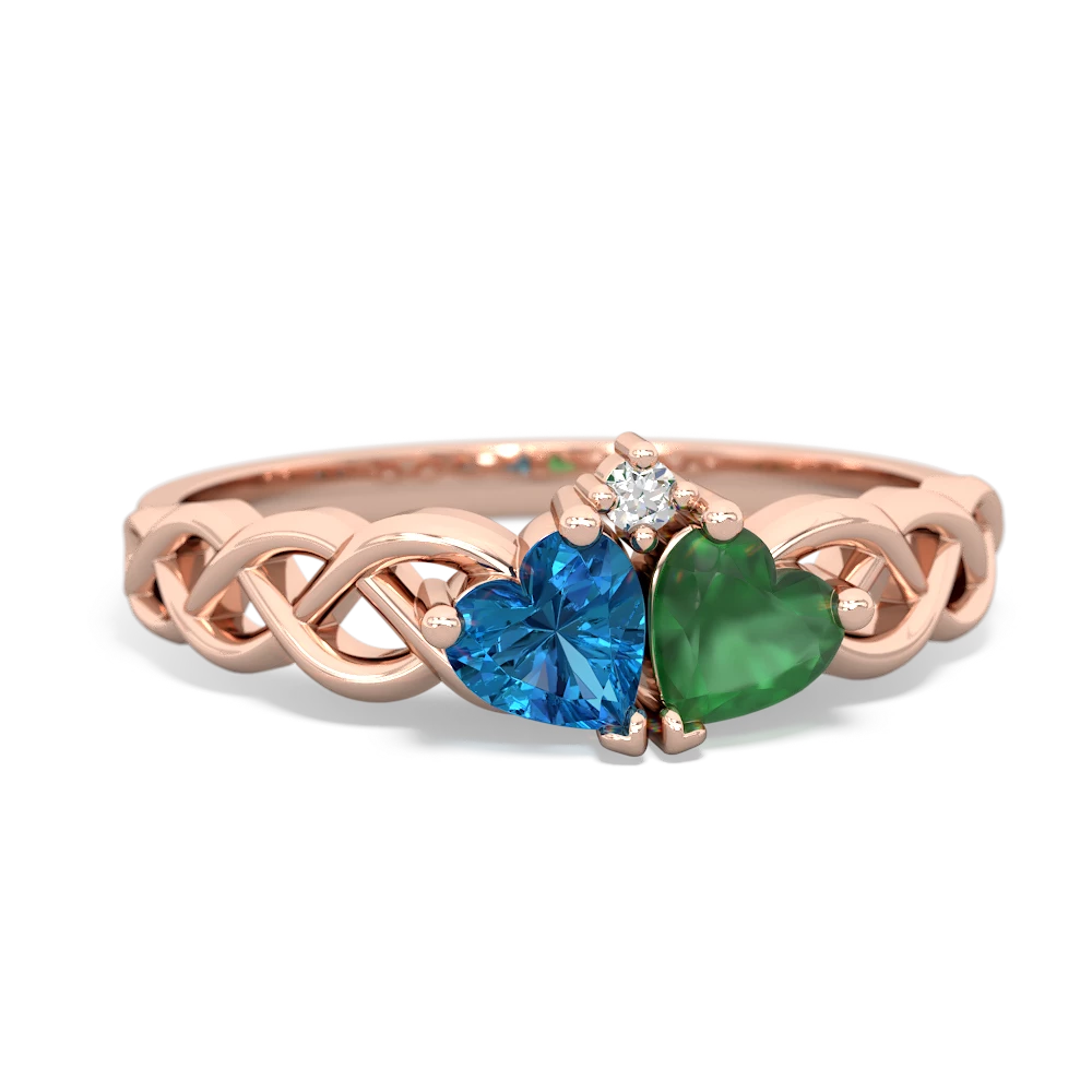 London Topaz Heart To Heart Braid 14K Rose Gold ring R5870