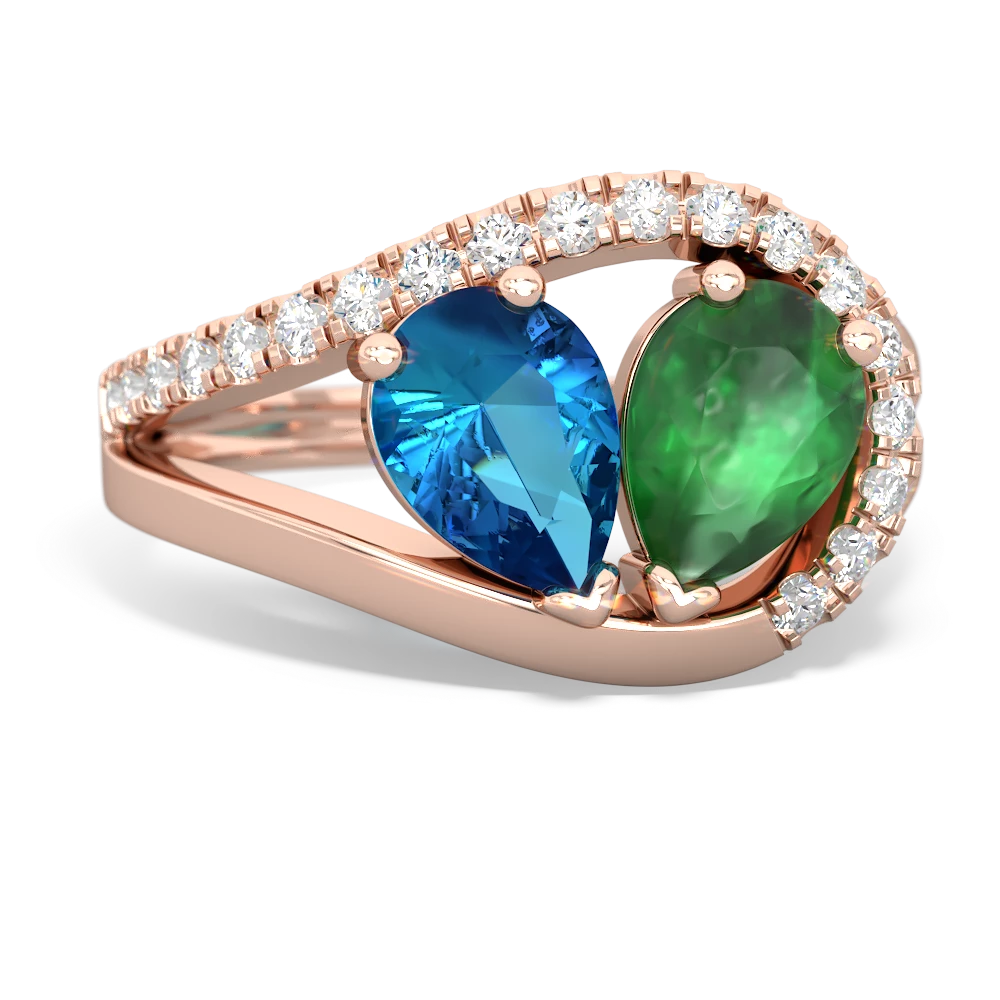 London Topaz Nestled Heart Keepsake 14K Rose Gold ring R5650