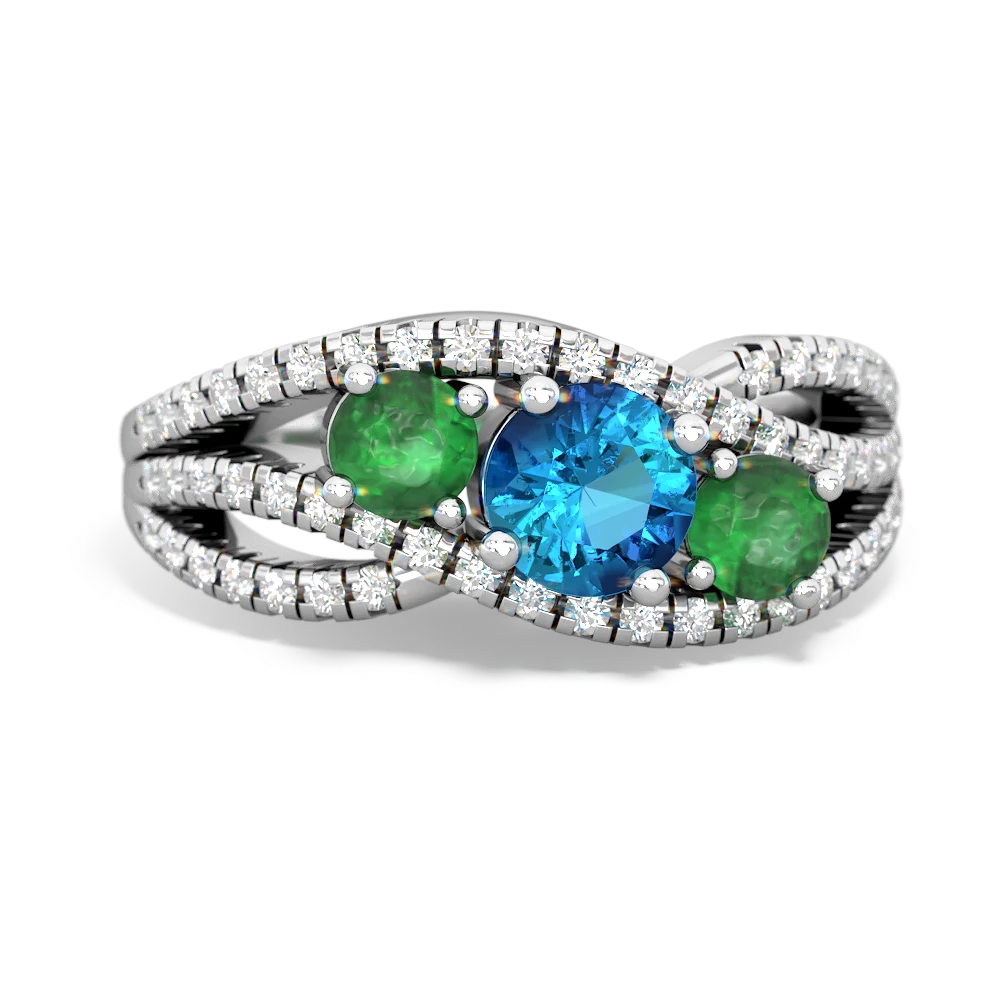 London Topaz Three Stone Aurora 14K White Gold ring R3080