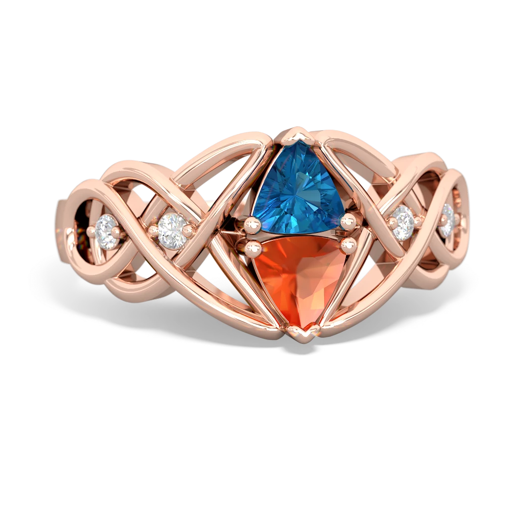 London Topaz Keepsake Celtic Knot 14K Rose Gold ring R5300