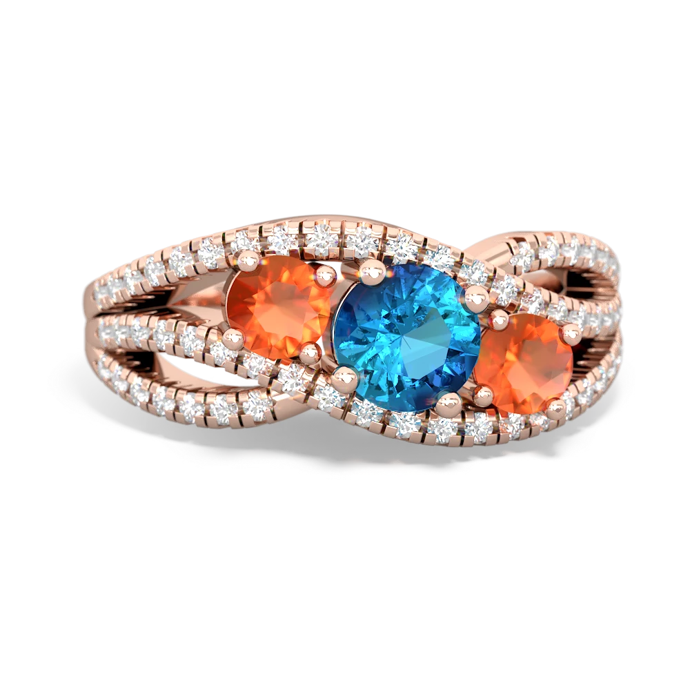 London Topaz Three Stone Aurora 14K Rose Gold ring R3080