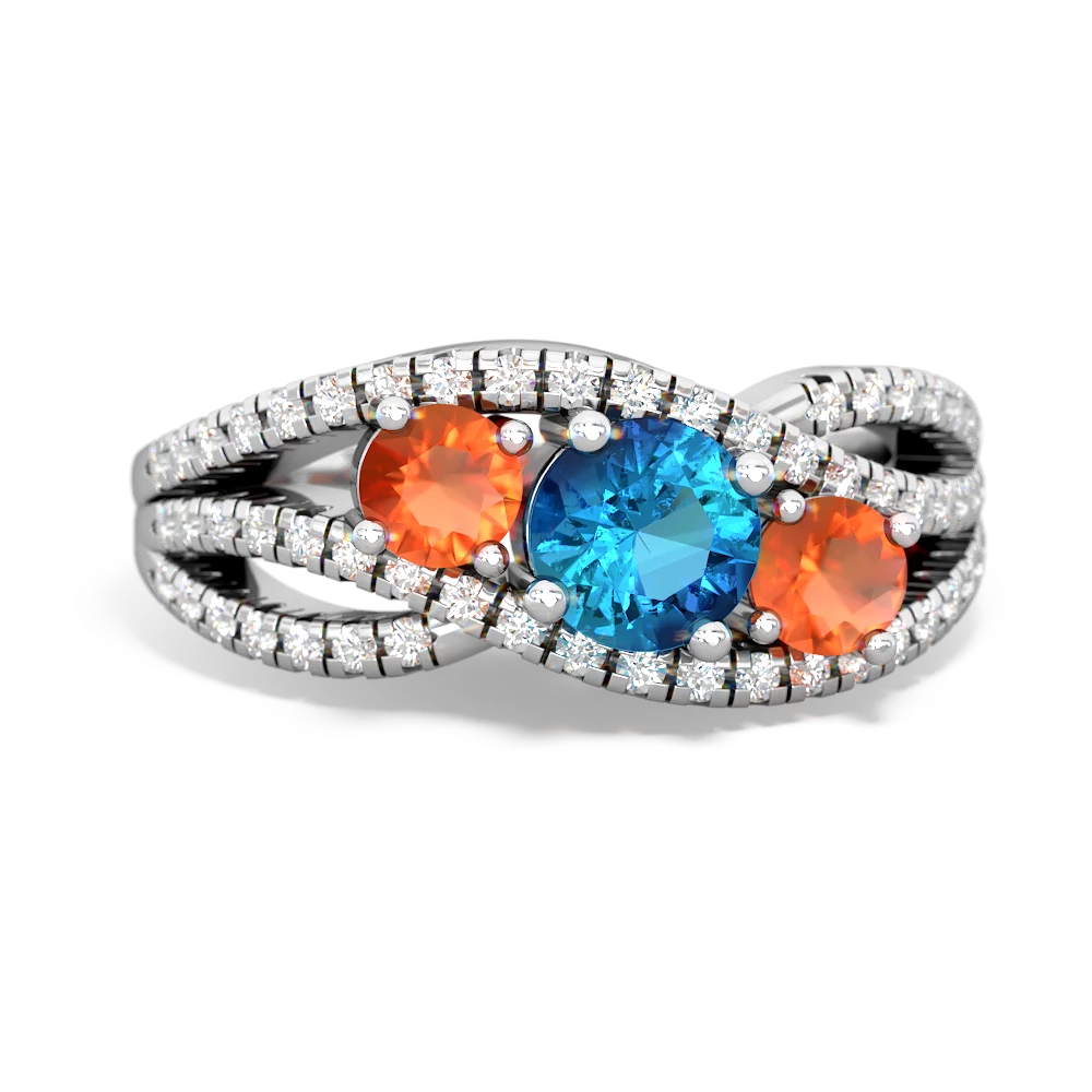 London Topaz Three Stone Aurora 14K White Gold ring R3080