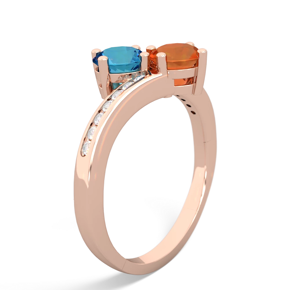 London Topaz Channel Set Two Stone 14K Rose Gold ring R5303