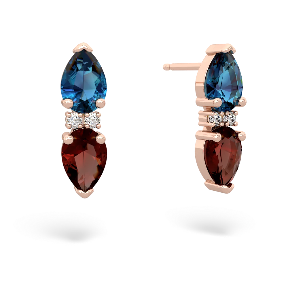 London Topaz Bowtie Drop 14K Rose Gold earrings E0865