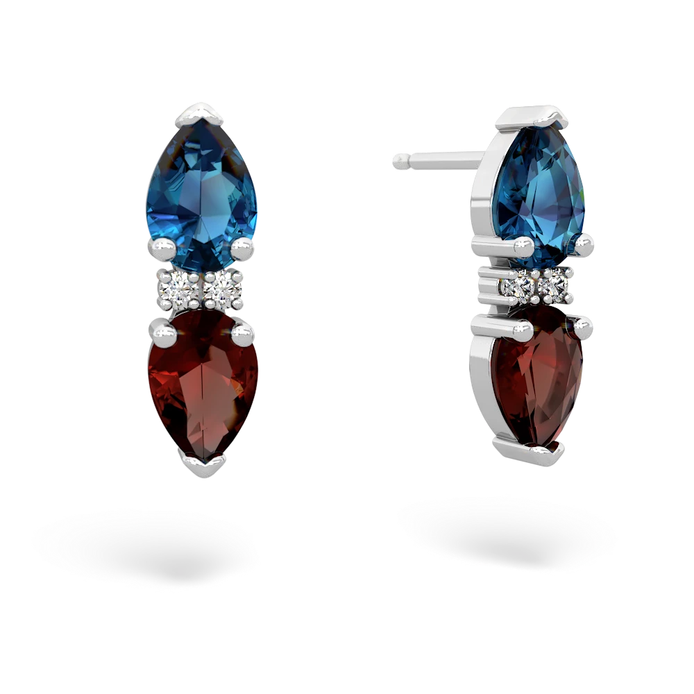 London Topaz Bowtie Drop 14K White Gold earrings E0865