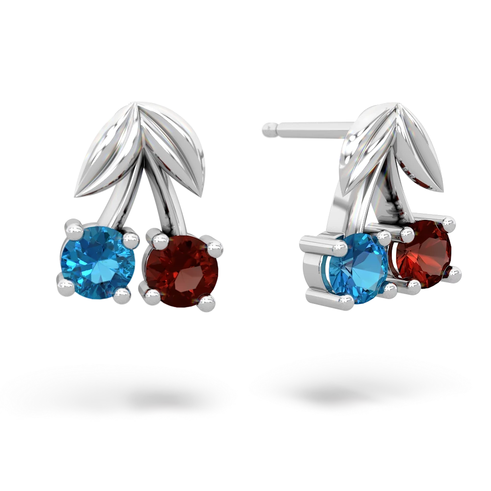 London Topaz Sweet Cherries 14K White Gold earrings E7001