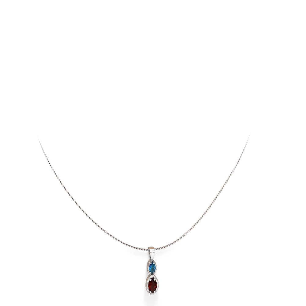 London Topaz Antique-Style Halo 14K White Gold pendant P5700