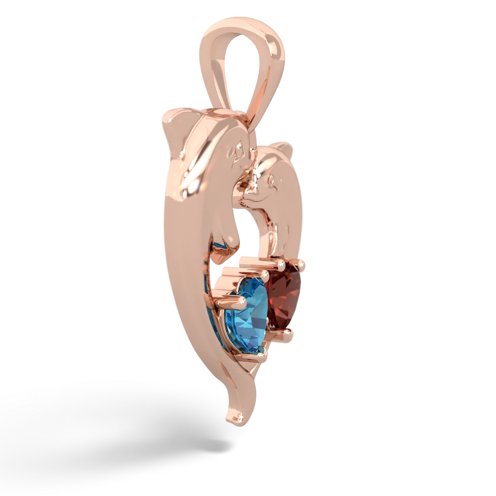 London Topaz Dolphin Heart 14K Rose Gold pendant P5820