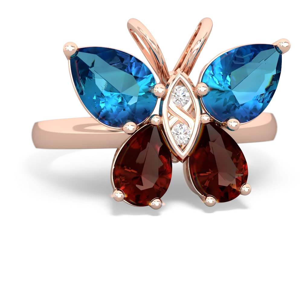 London Topaz Butterfly 14K Rose Gold ring R2215