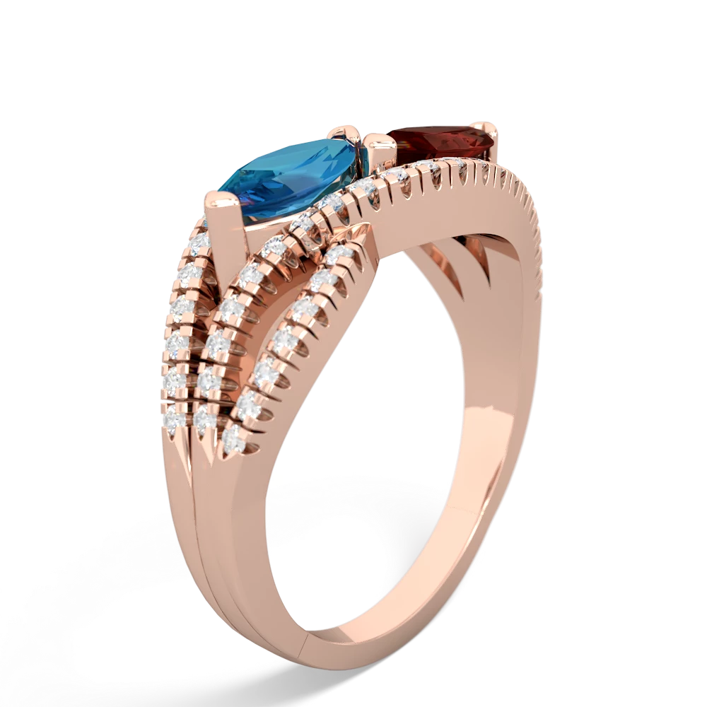 London Topaz Diamond Rivers 14K Rose Gold ring R3070