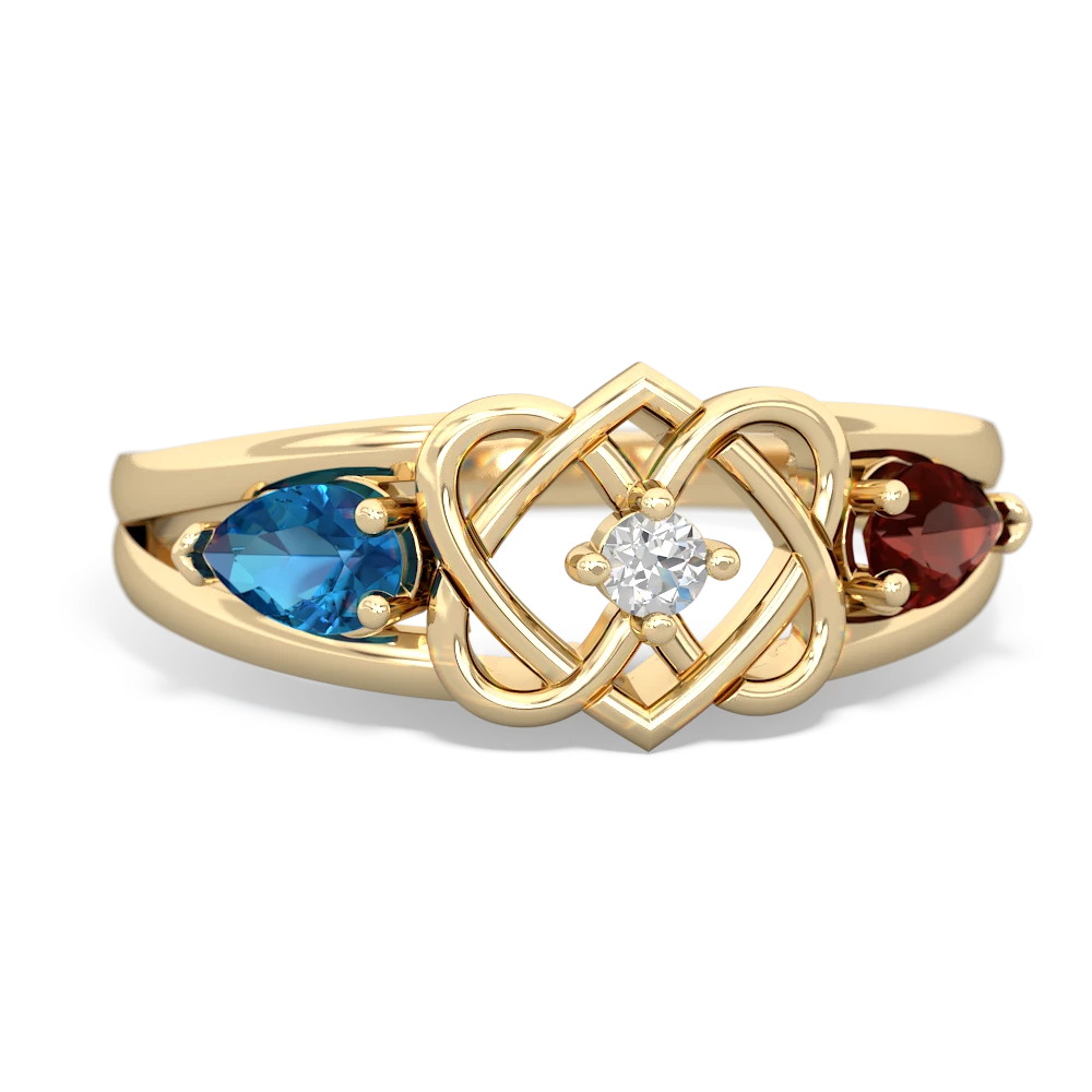 London Topaz Hearts Intertwined 14K Yellow Gold ring R5880