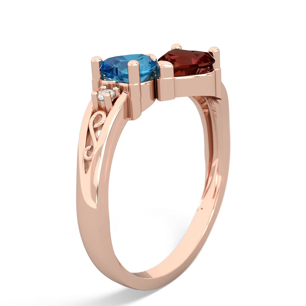 London Topaz Snuggling Hearts 14K Rose Gold ring R2178