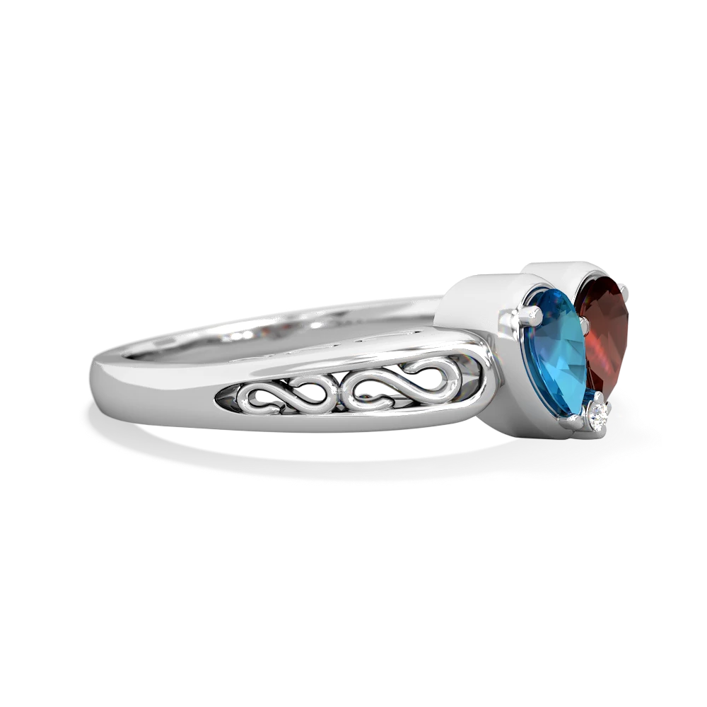 London Topaz Filligree 'One Heart' 14K White Gold ring R5070