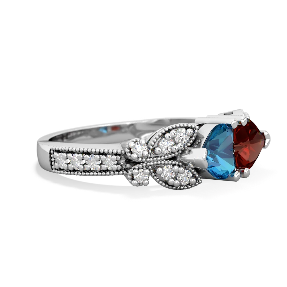 London Topaz Diamond Butterflies 14K White Gold ring R5601