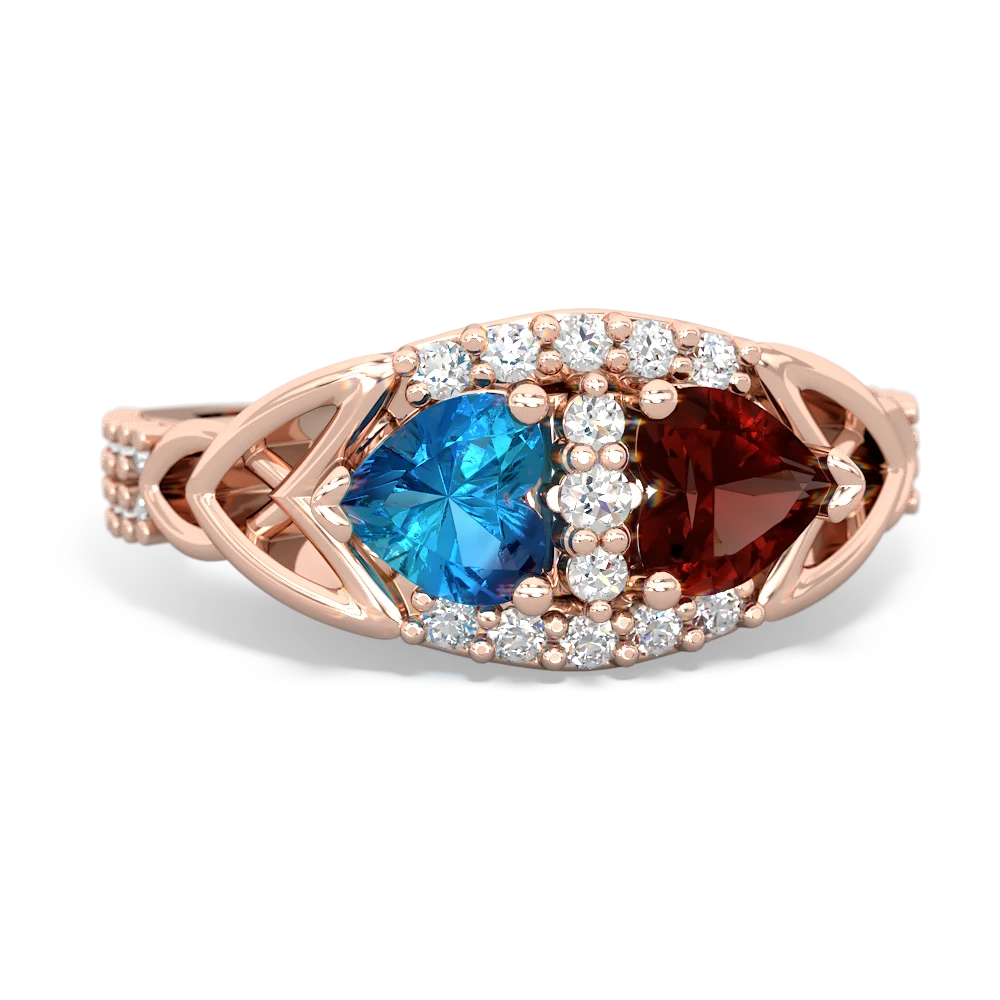 London Topaz Sparkling Celtic Knot 14K Rose Gold ring R2645