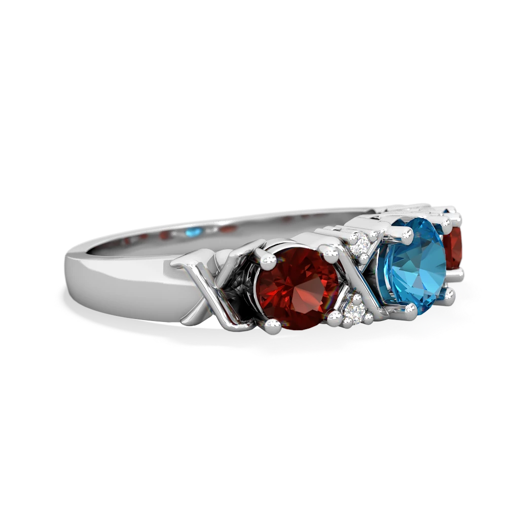 London Topaz Hugs And Kisses 14K White Gold ring R5016