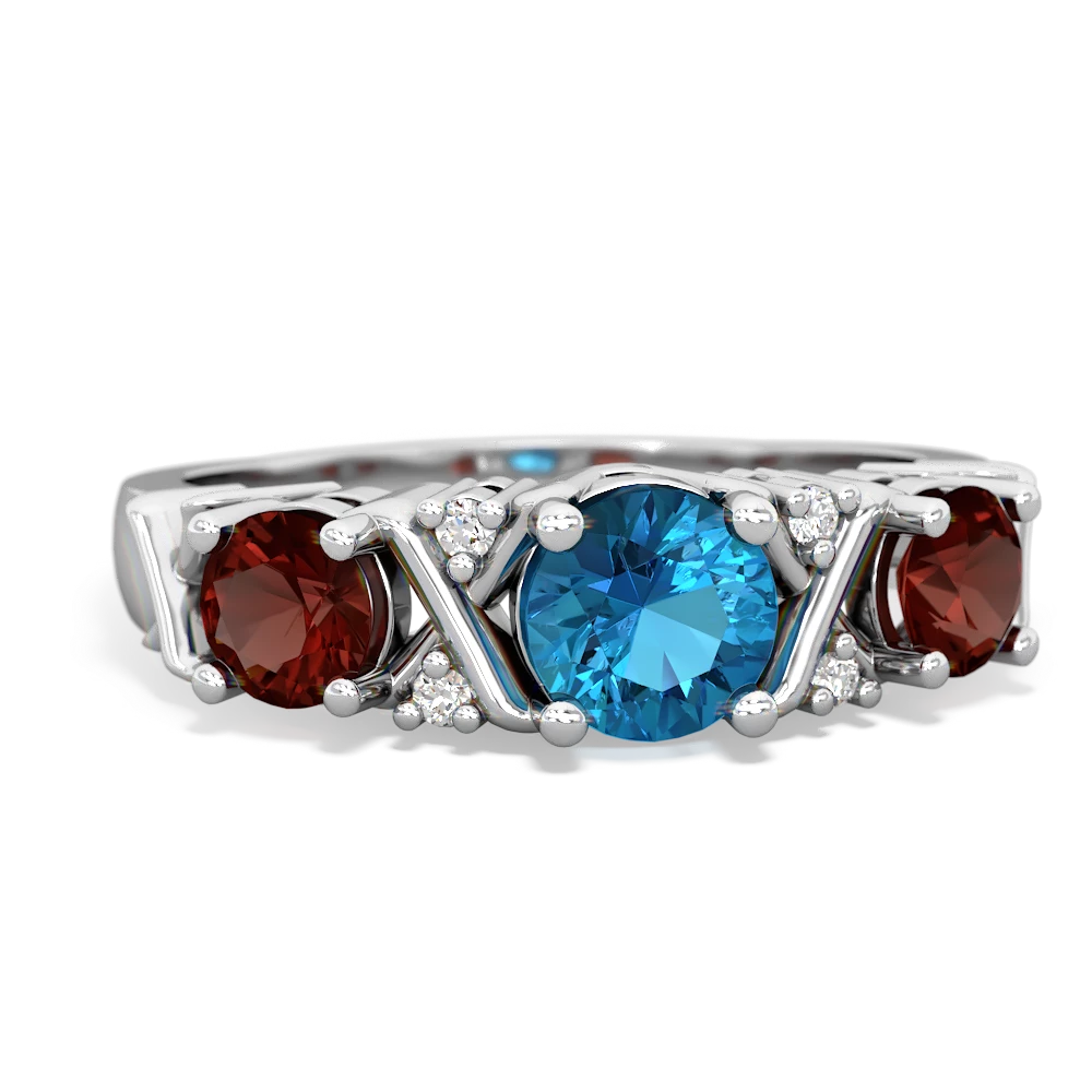 London Topaz Hugs And Kisses 14K White Gold ring R5016