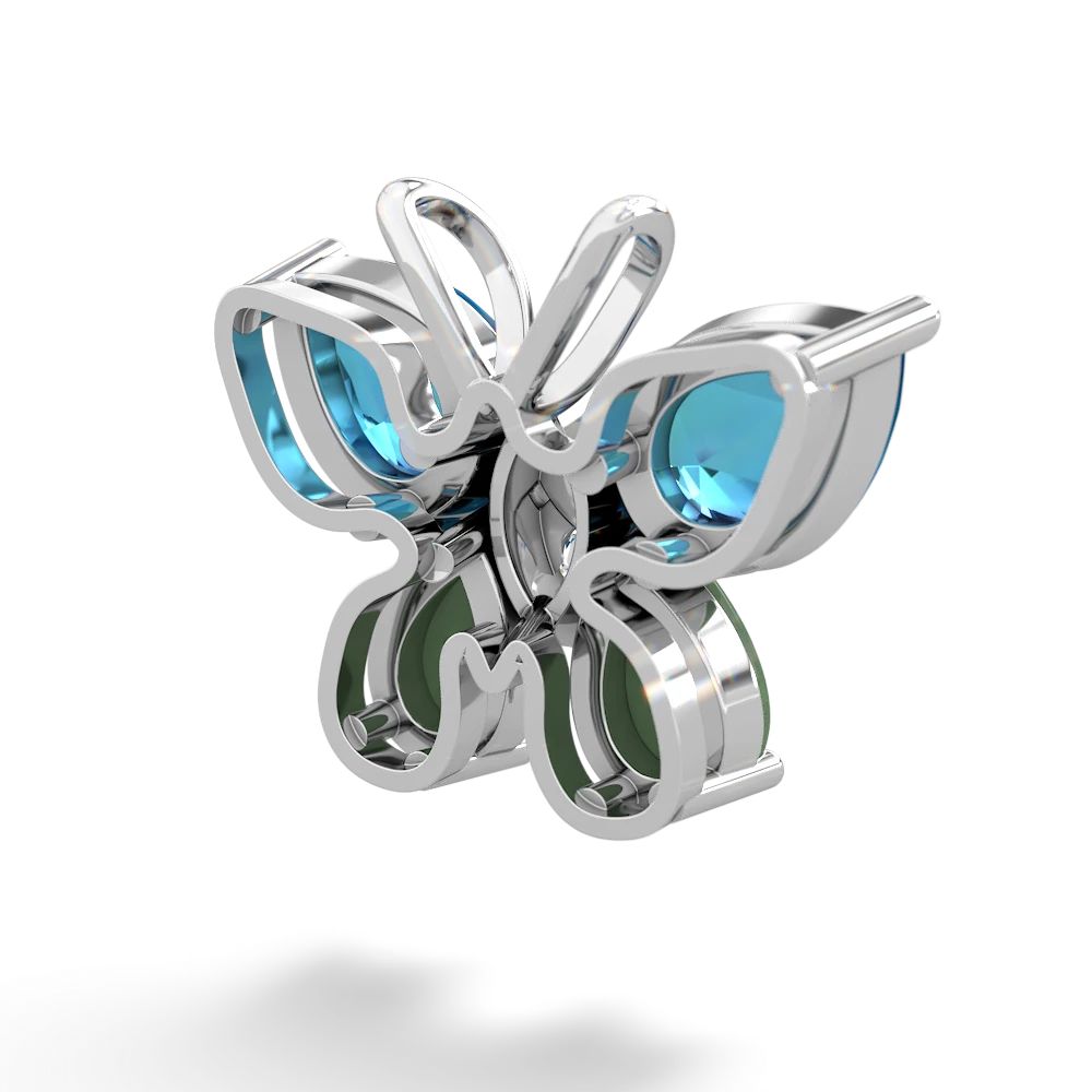 London Topaz Butterfly 14K White Gold pendant P2215