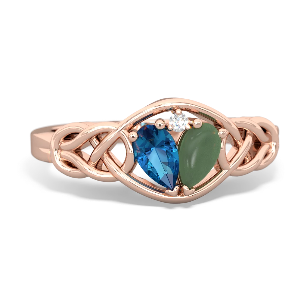 London Topaz Celtic Love Knot 14K Rose Gold ring R5420