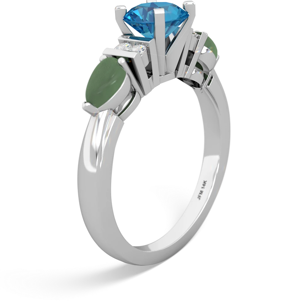 London Topaz 6Mm Round Eternal Embrace Engagement 14K White Gold ring R2005