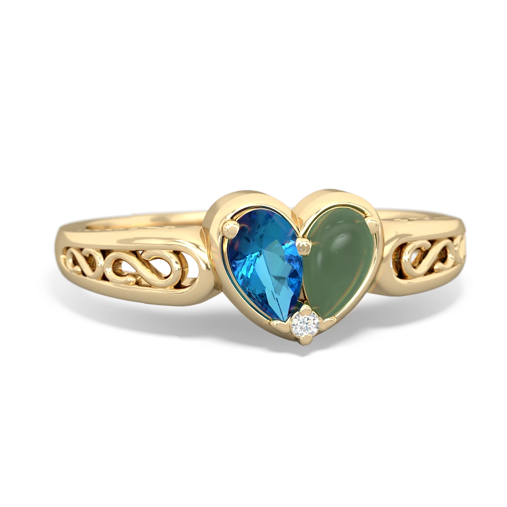 London Topaz Filligree 'One Heart' 14K Yellow Gold ring R5070