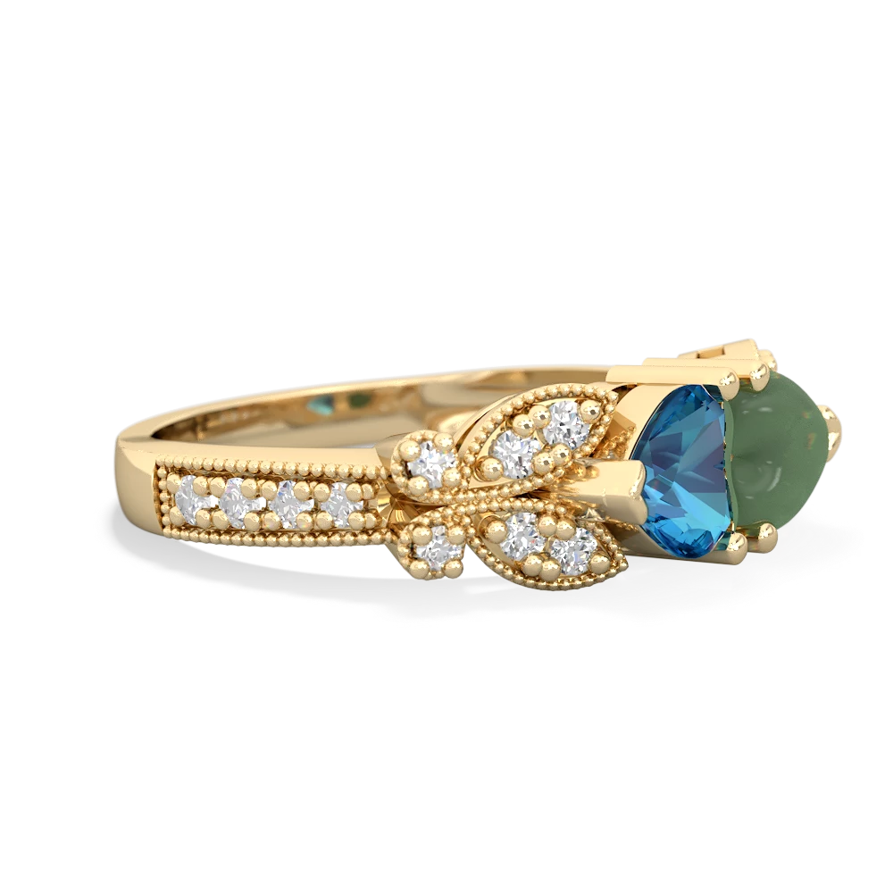 London Topaz Diamond Butterflies 14K Yellow Gold ring R5601