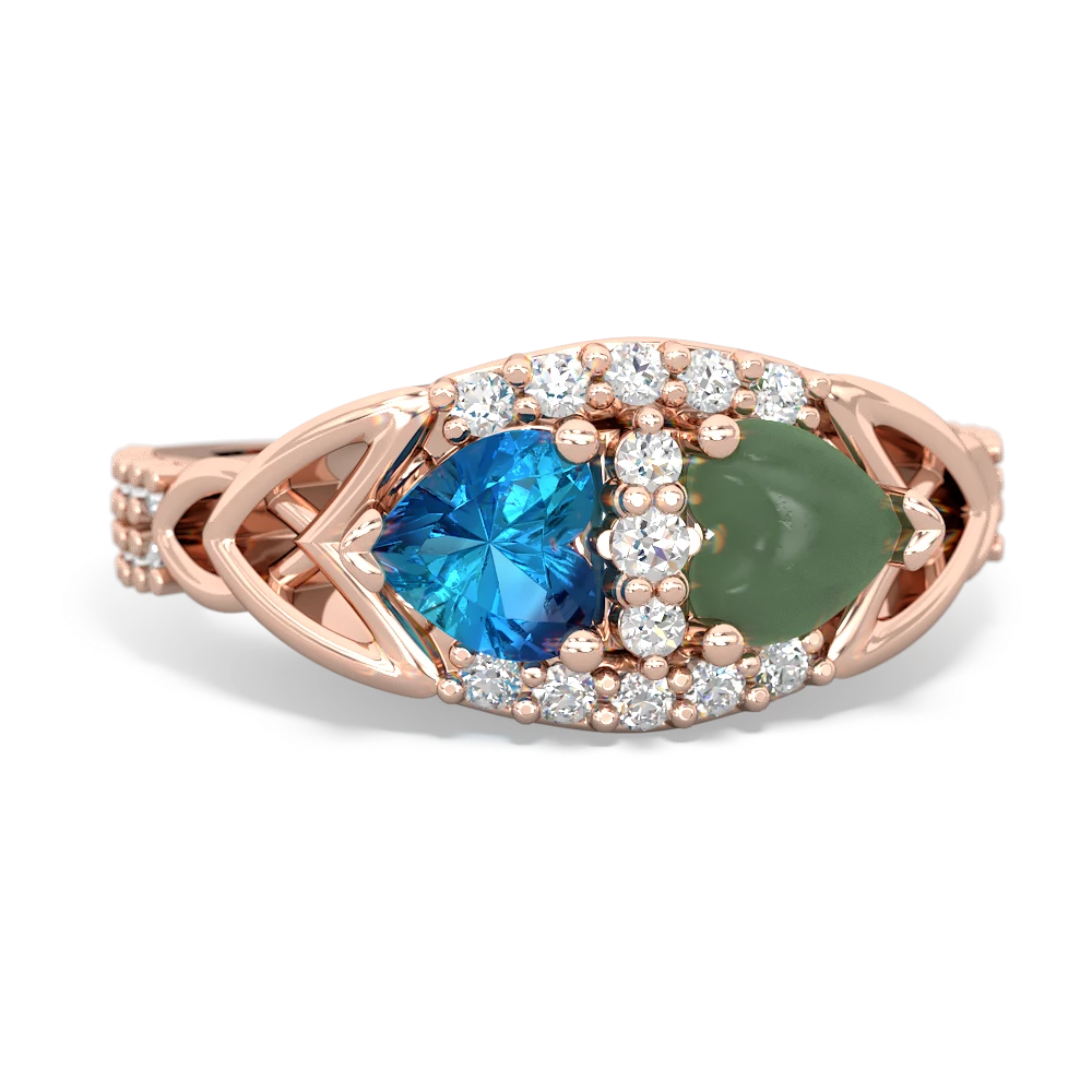 London Topaz Sparkling Celtic Knot 14K Rose Gold ring R2645