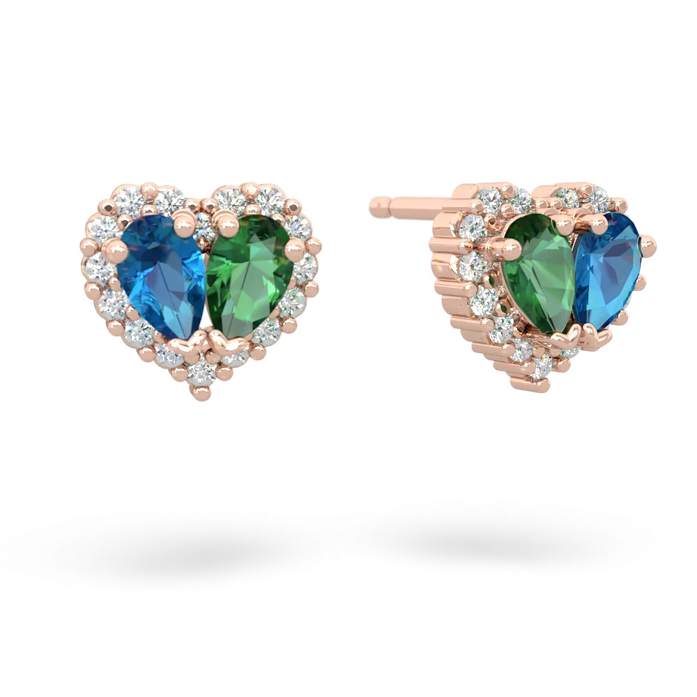 London Topaz Halo 14K Rose Gold earrings E7008