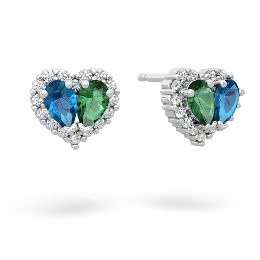 London Topaz Halo 14K White Gold earrings E7008