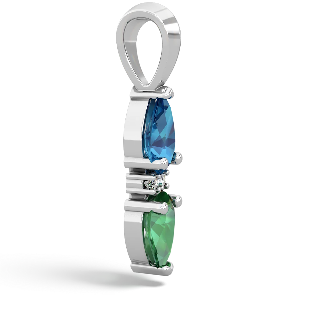 London Topaz Bowtie Drop 14K White Gold pendant P0865