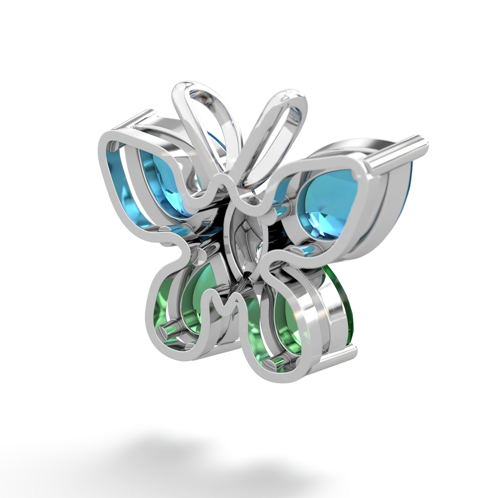 London Topaz Butterfly 14K White Gold pendant P2215