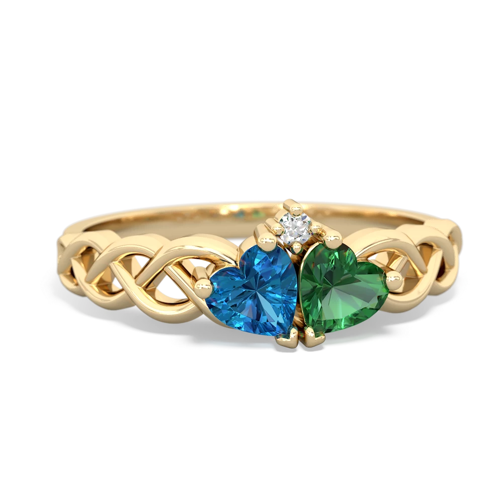 London Topaz Heart To Heart Braid 14K Yellow Gold ring R5870