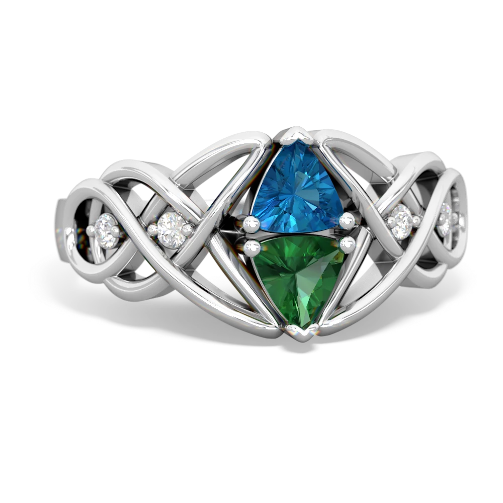 London Topaz Keepsake Celtic Knot 14K White Gold ring R5300