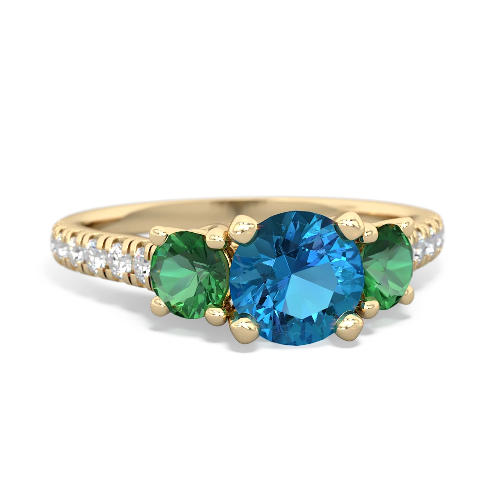 London Topaz Pave Trellis 14K Yellow Gold ring R5500