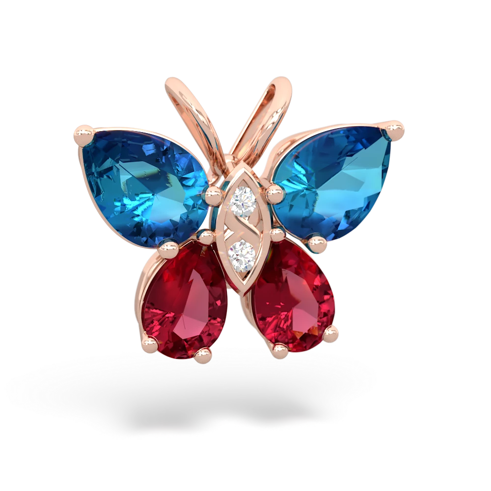 London Topaz Butterfly 14K Rose Gold pendant P2215